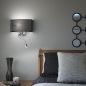 Preview: Black bed headboard wall lamp with LED reading lamp
