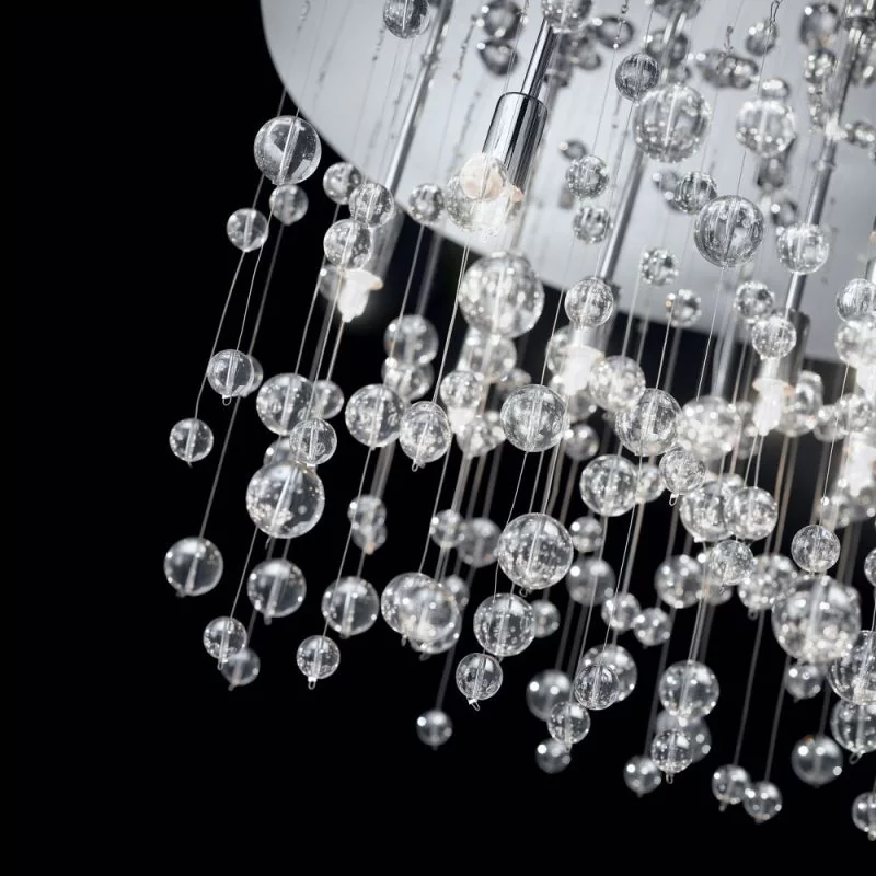 Also available as LED ceiling lamp in silver with transparent glass pearl pendant