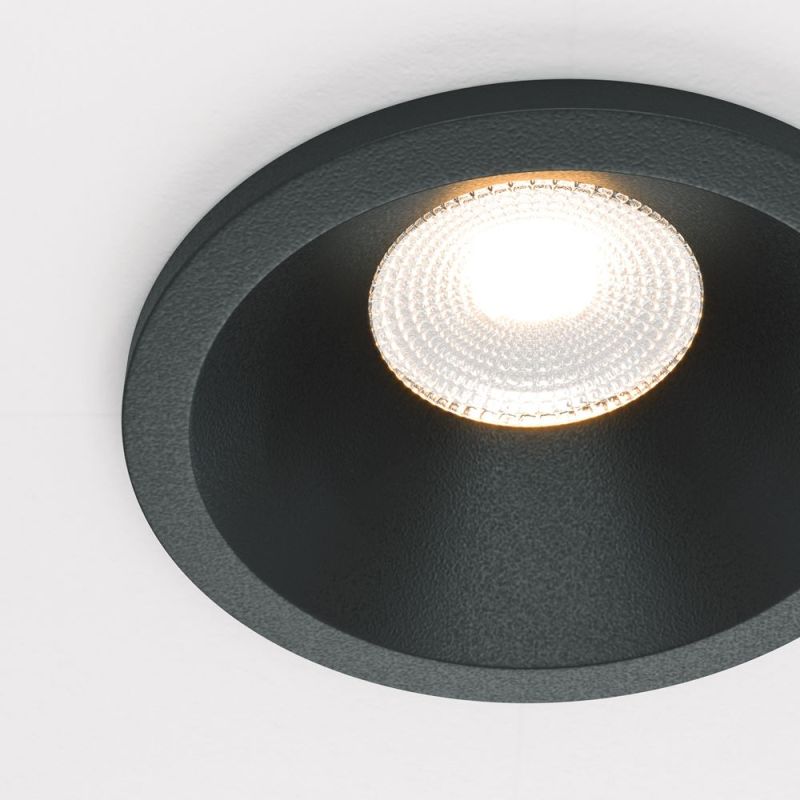 Black recessed spotlight in detail