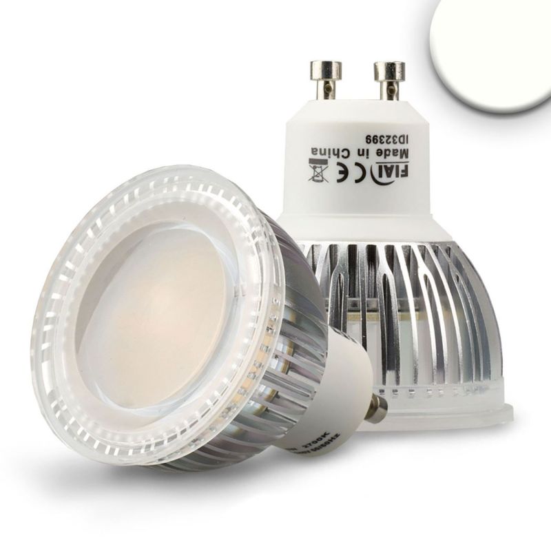 LED GU10 light source with frosted plastic lens