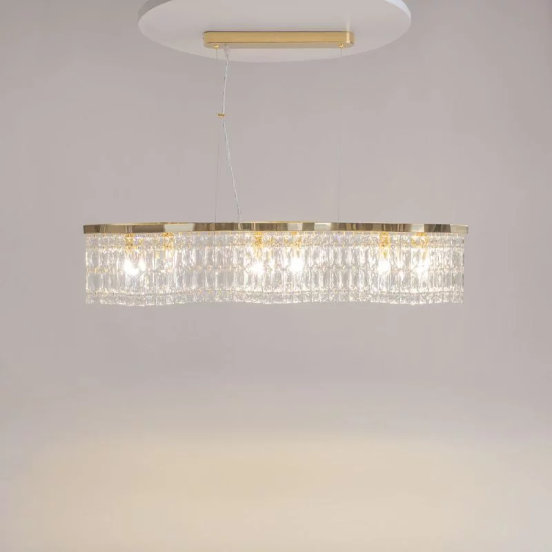 Long crystal pendant lamp Dune gold