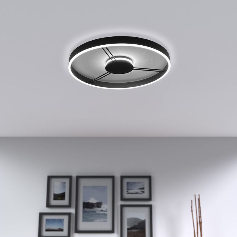 Black ring ceiling lamp Areo 60cm