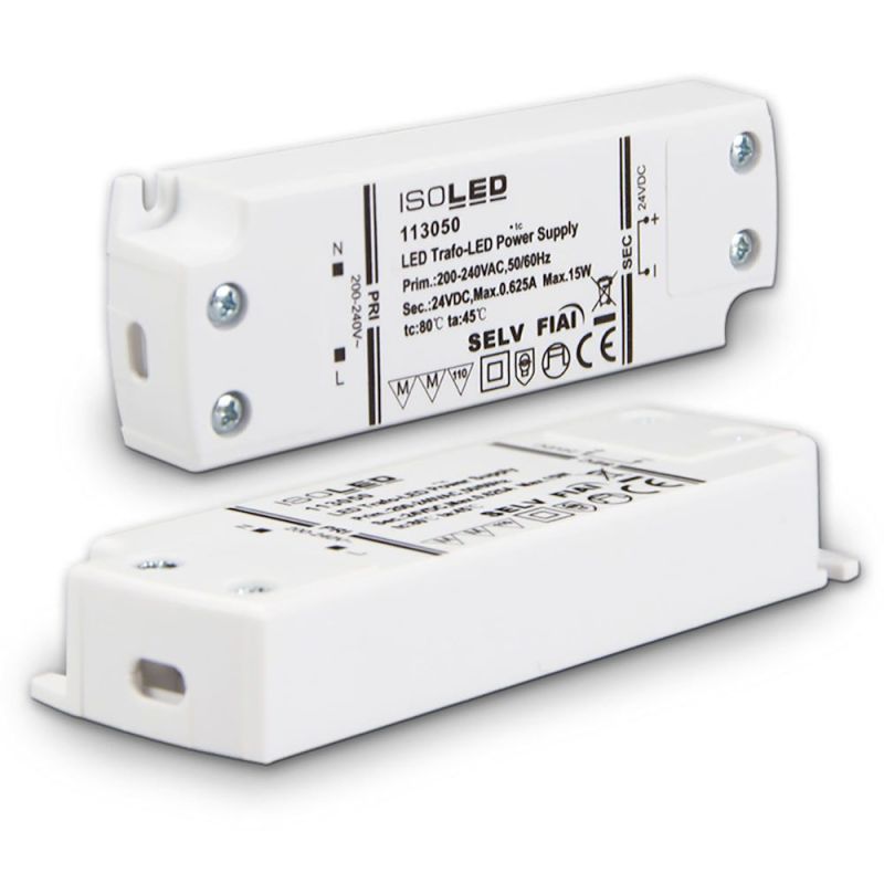 Rectangular LED transformer flat max. 15W, colour: white