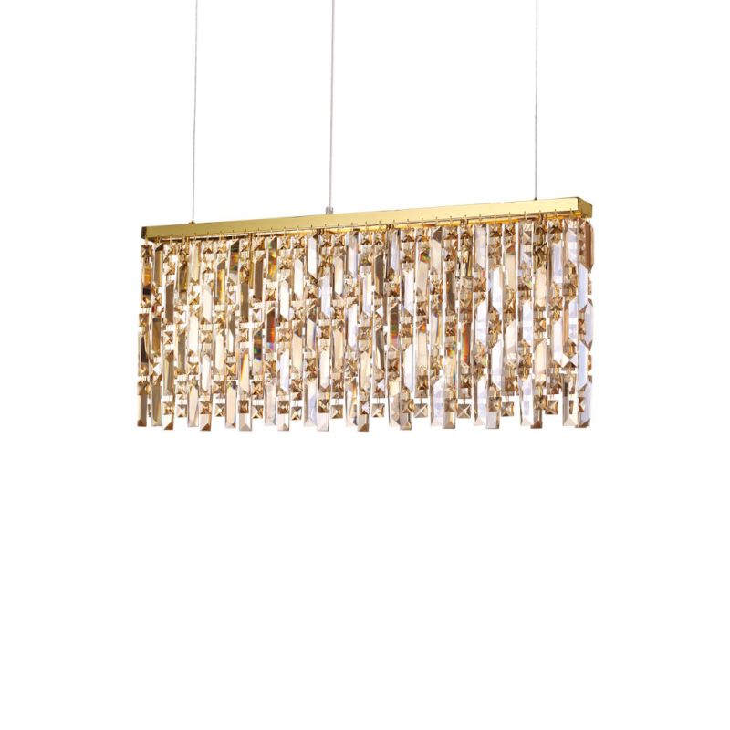 Crystal pendant lamp Elisir in gold L:80cm