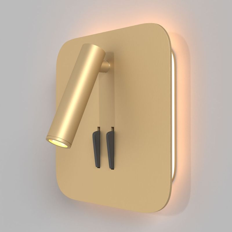 Angular LED wall-mounted reading light IOS 176 from Maytoni in matt gold