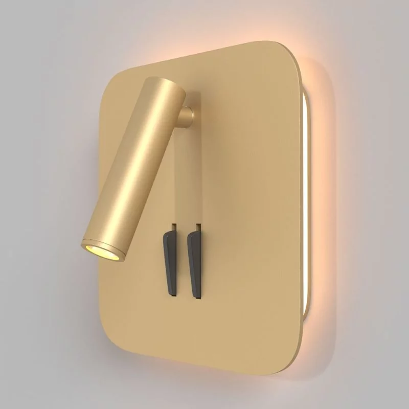 Eckige LED Wand-Leseleuchte IOS 176 von Maytoni in matt gold