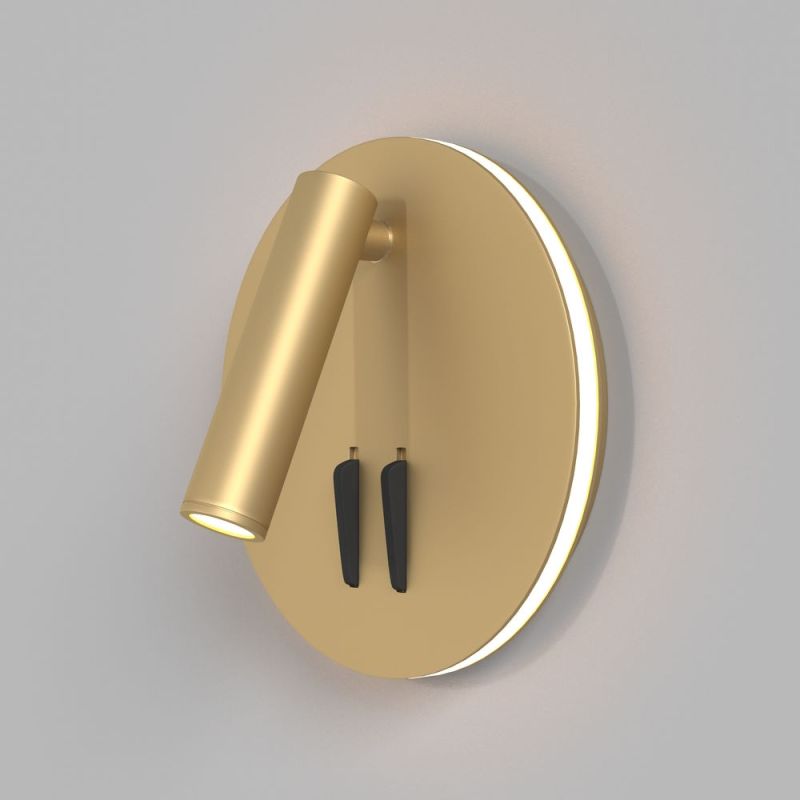 Round LED wall-mounted reading light IOS 176 in matt gold