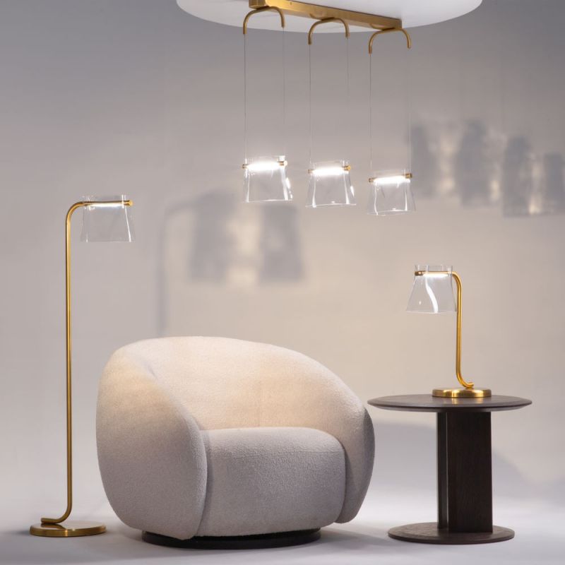 Cabaret floor lamp, table lamp and hanging lamp