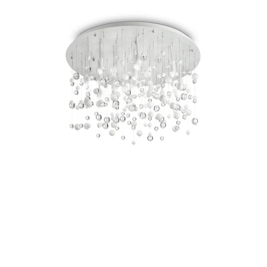 Round LED ceiling lamp with white glass pearls pendant Neve Ø: 80cm