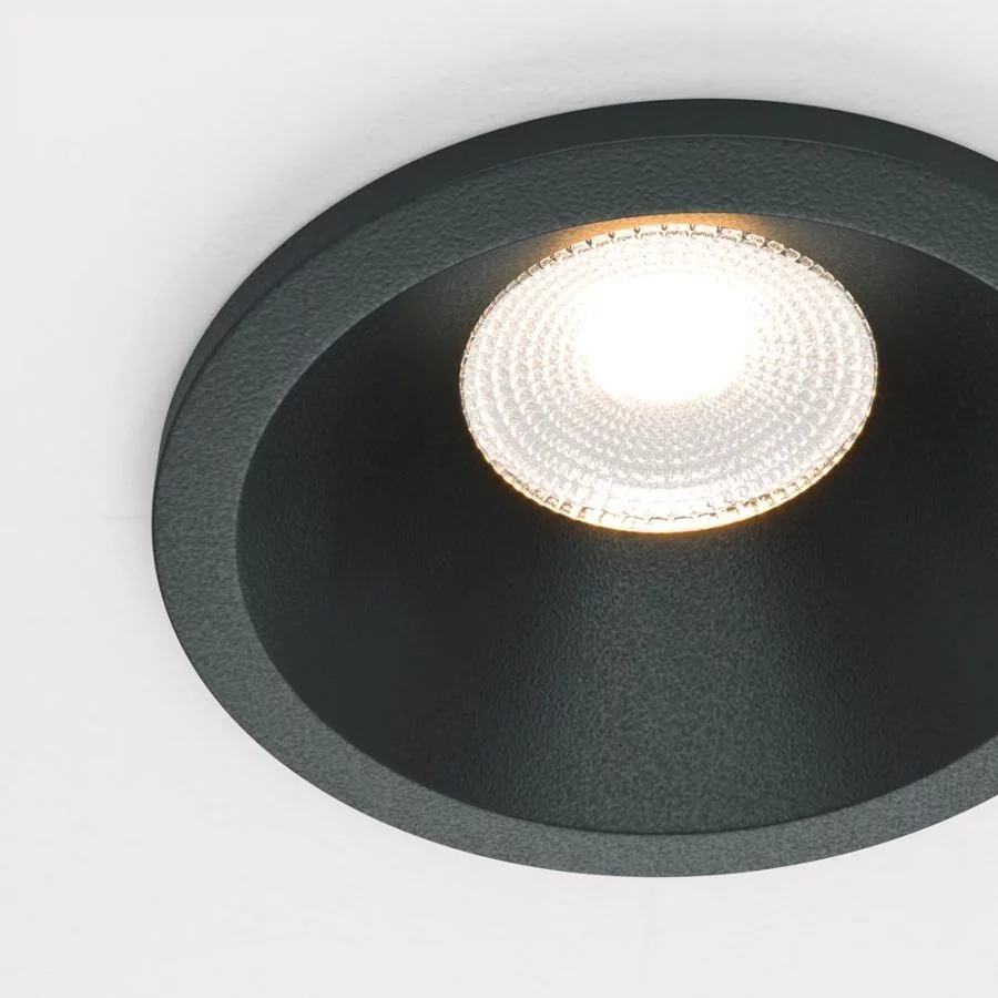 Black recessed spotlight in detail