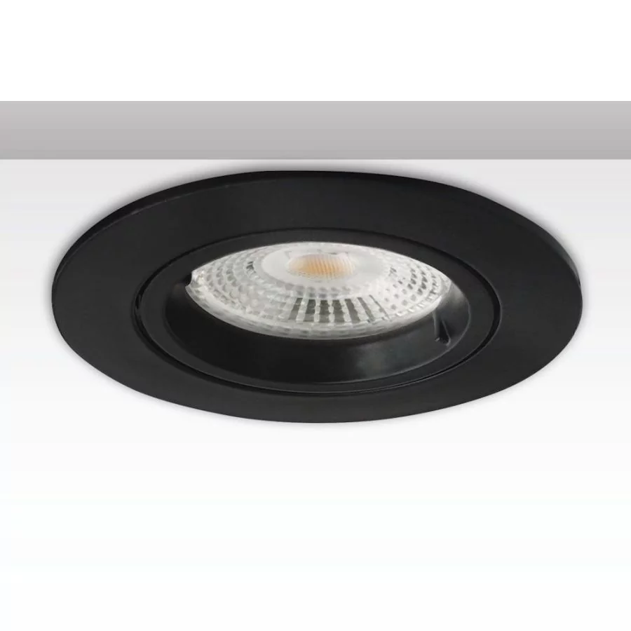 Round recessed ceiling spotlight black