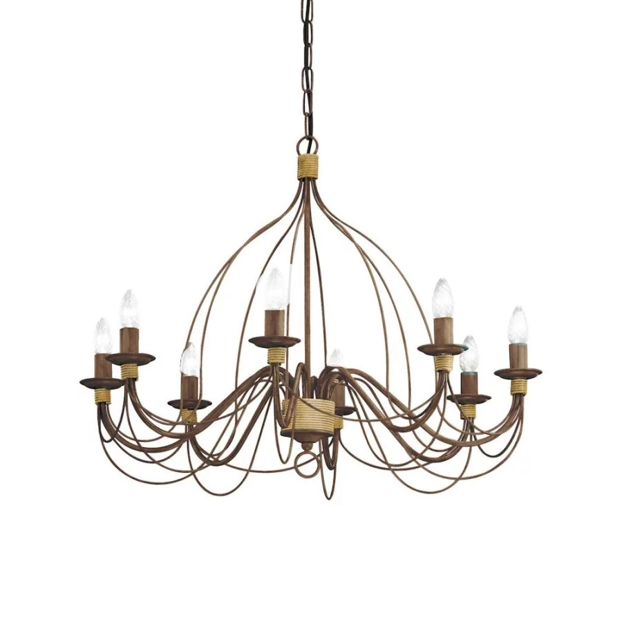 Metal chandelier Corte rust brown 8-flames Ø 800mm