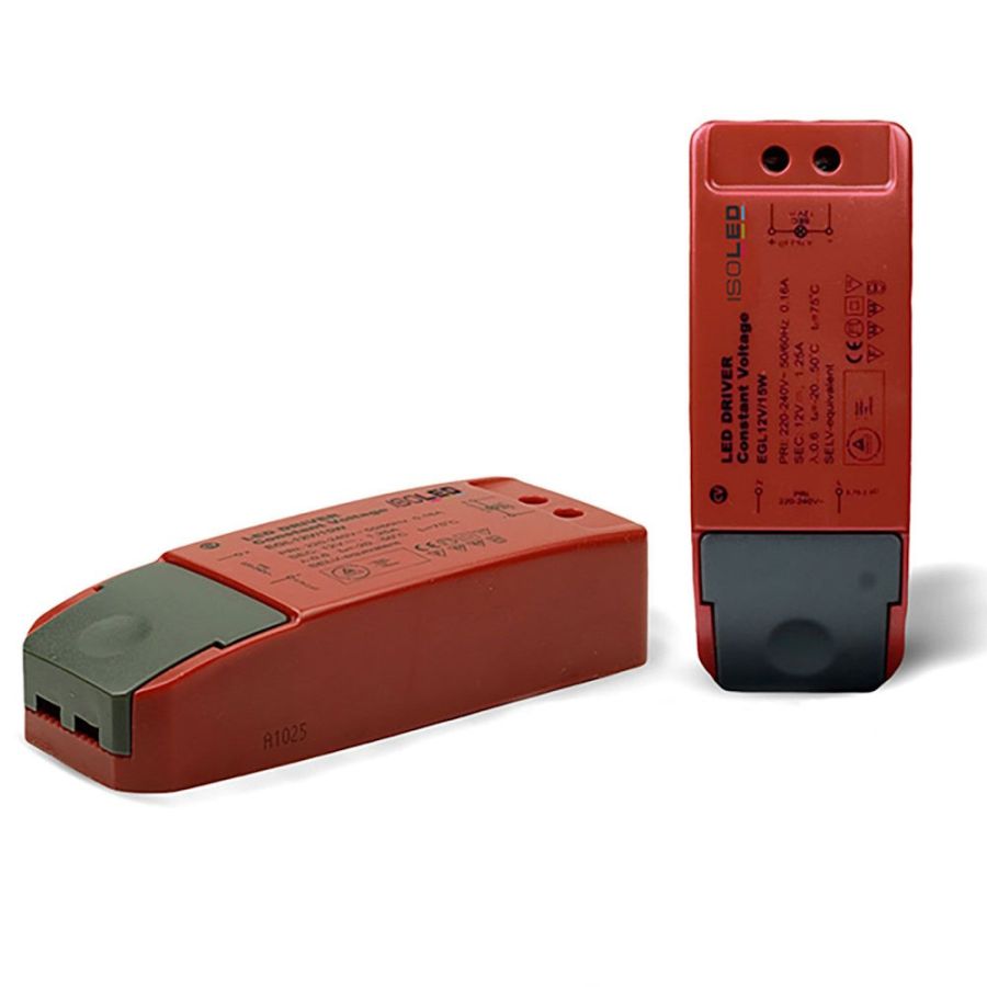 Rectangular electronic transformer in red