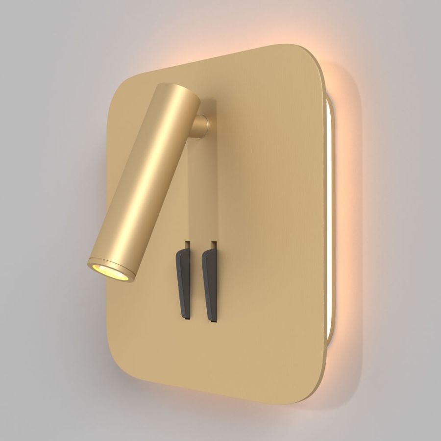 Angular LED wall-mounted reading light IOS 176 from Maytoni in matt gold